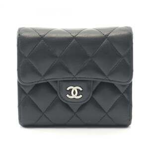 CHANEL Black Lambskin Leather Wallet
